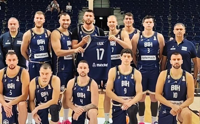 Košarkaši Bosne i Hercegovine tokom utakmice protiv Litvanije u Vilniusu