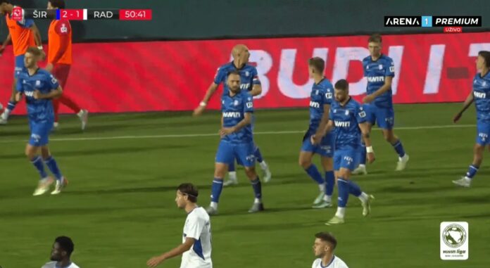 Filip Matić postiže drugi gol za vodstvo Širokog Brijega protiv Radnika na Pecari