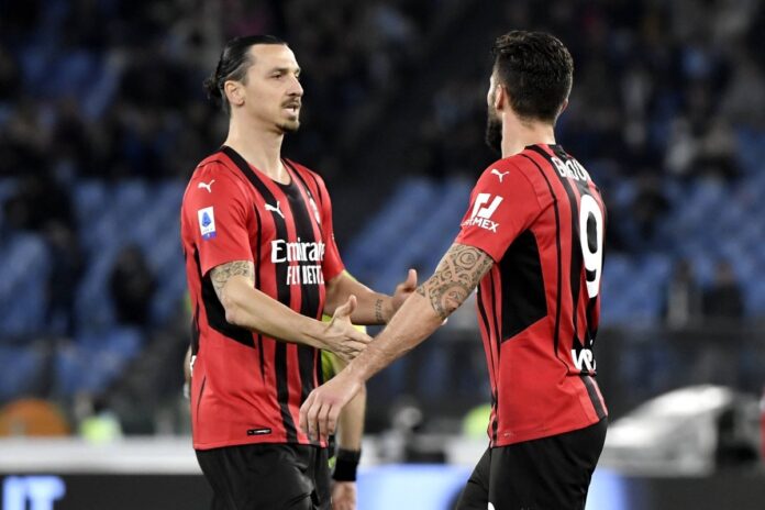 Olivier Giroud i Zlatan Ibrahimović tokom perioda u AC Milanu