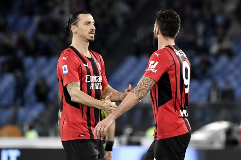 Olivier Giroud i Zlatan Ibrahimović tokom perioda u AC Milanu