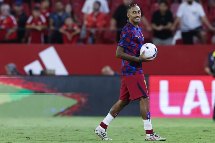 Raphinha u dresu Barcelone tokom utakmice