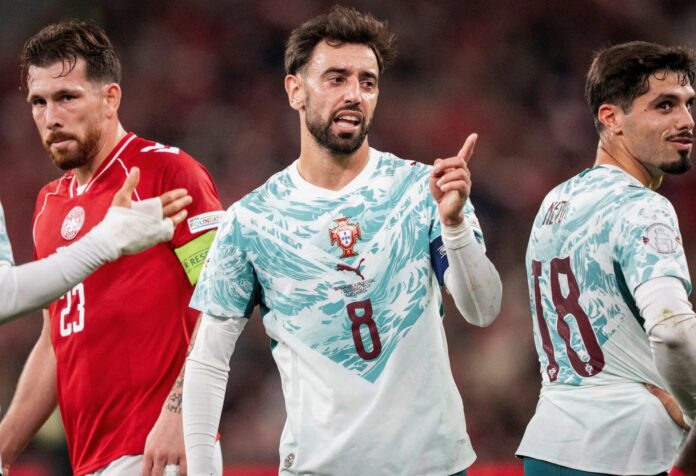 Bruno Fernandes tokom utakmice Portugala protiv Danske