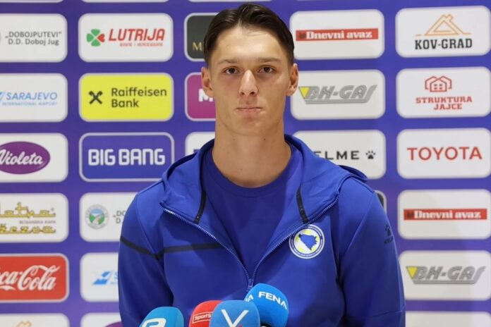 Salko Hamzić tokom debija za reprezentaciju Bosne i Hercegovine protiv Švedske u Zenici
