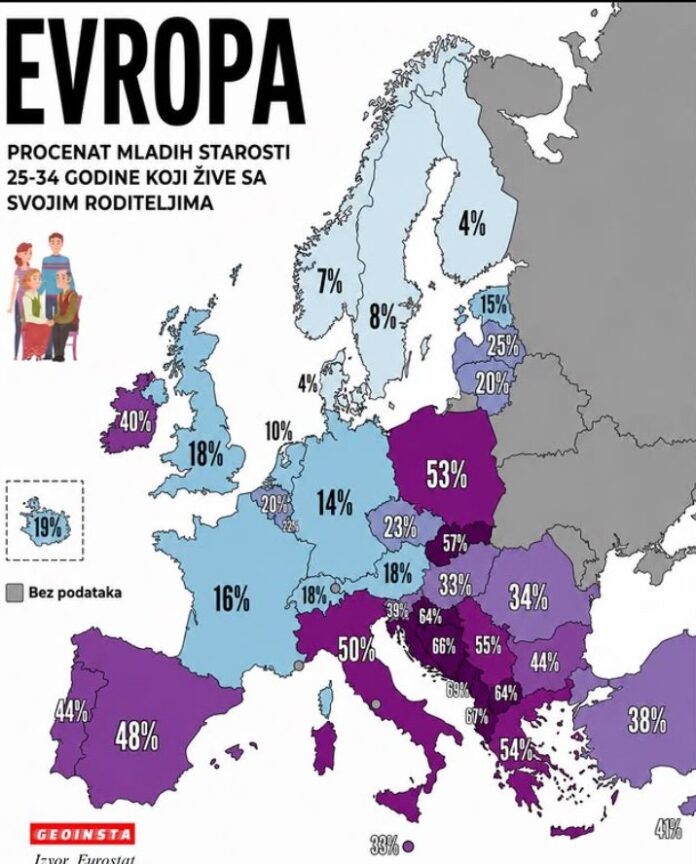 Mladi odrasli koji žive s roditeljima u porodičnom domu